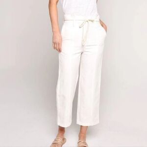 Women's VINCE Size 2 Cream Linen Blend Crop Waist Tie High Rise Pants